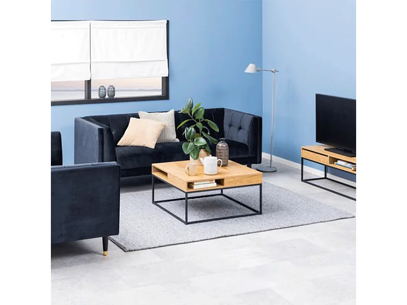 Willow salontafel 4 kamers naturel, zwart.