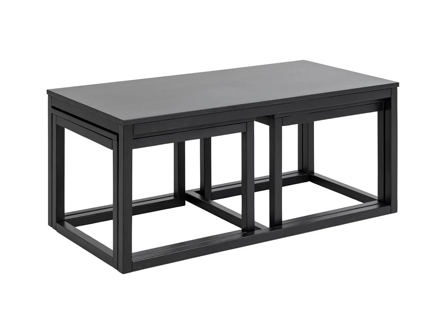 Cornus Tables basses gigognes, set de 3 pièces, noir.