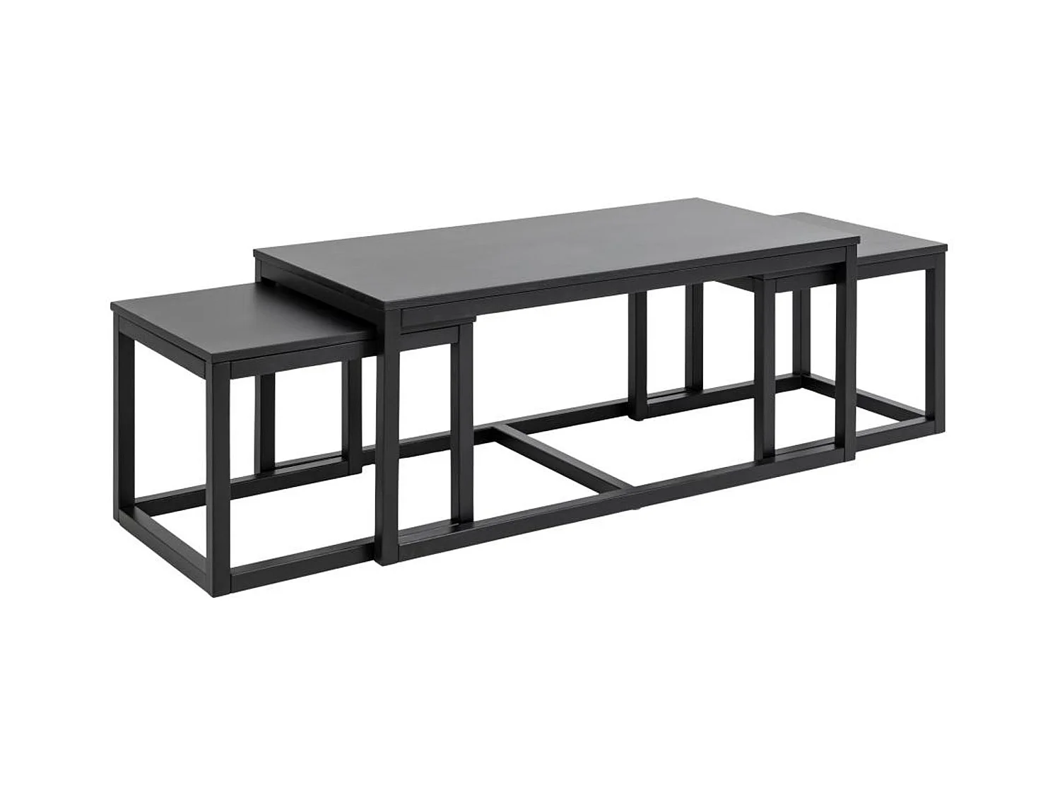 Cora salontafel inschuifbaar 3 stuks zwart.