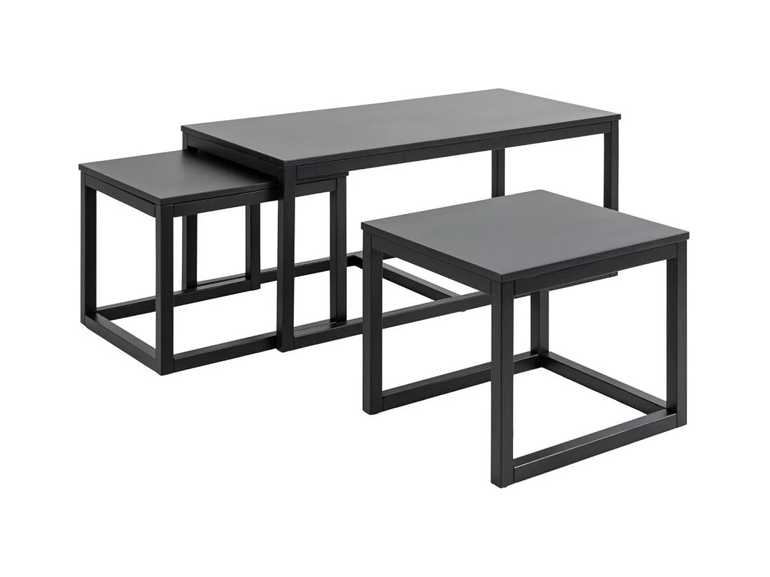 Cora salontafel inschuifbaar 3 stuks zwart.