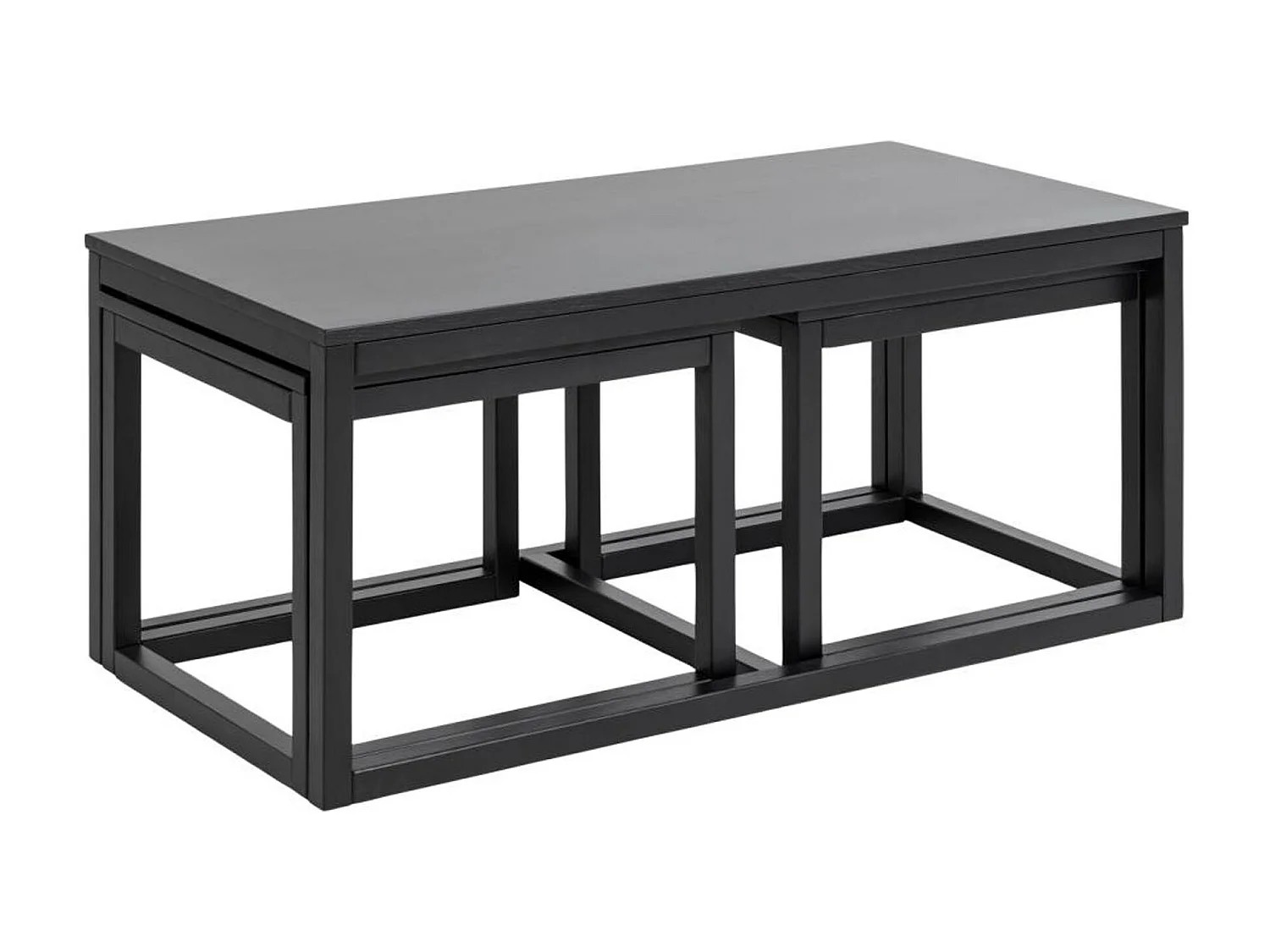 Cornus Tables basses gigognes, set de 3 pièces, noir.
