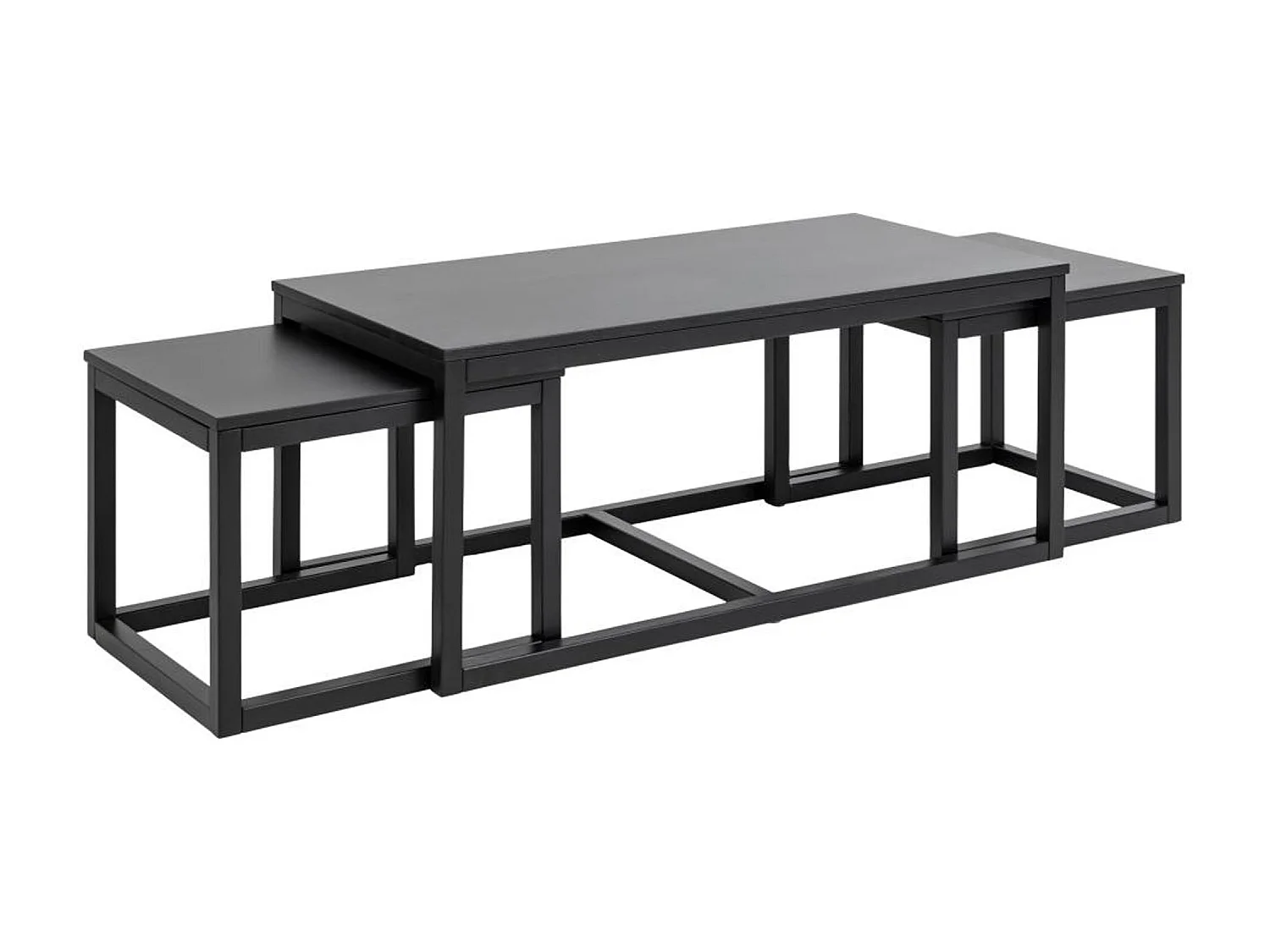 Cornus Tables basses gigognes, set de 3 pièces, noir.