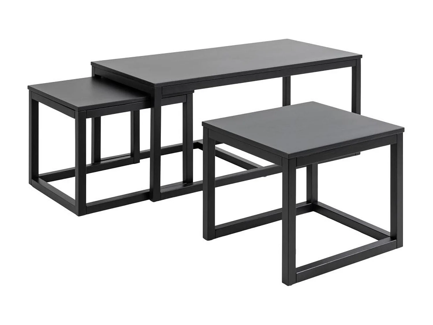 Cornus Tables basses gigognes, set de 3 pièces, noir.