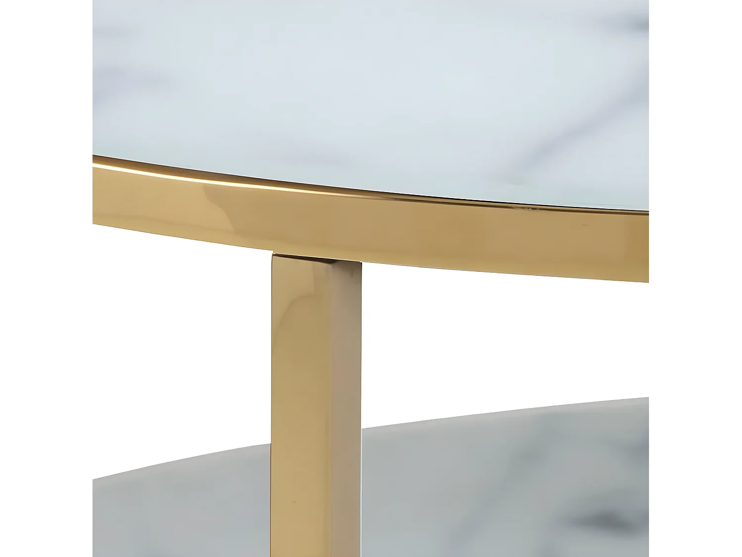 Almaz Couchtisch Ø80 cm weiss Marmorprint, goldenes Chrom.