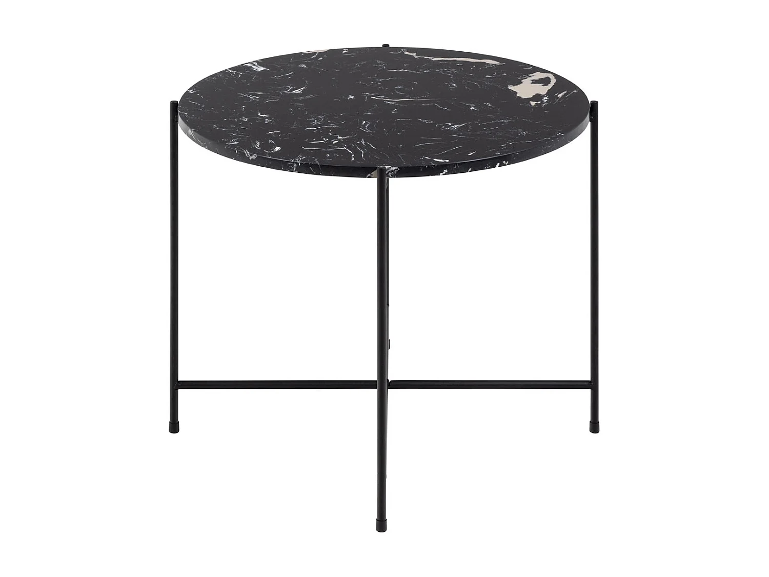 Avila Ecktisch Ø52 cm Marmor Dekor schwarz.