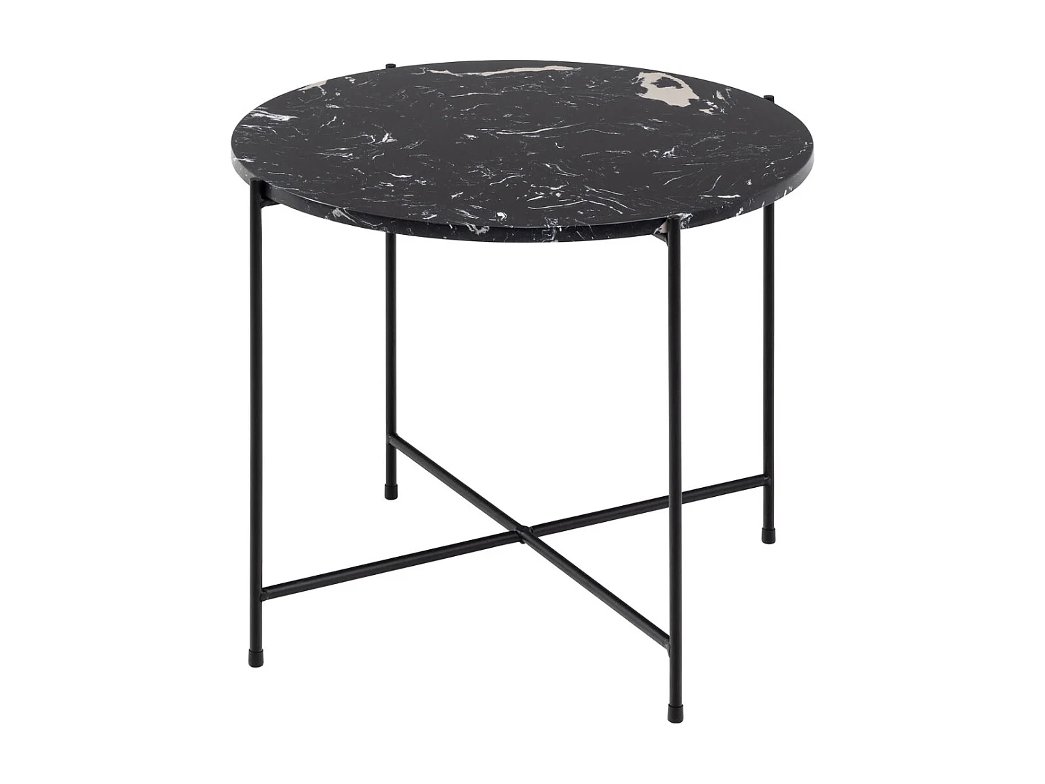 Avila Ecktisch Ø52 cm Marmor Dekor schwarz.