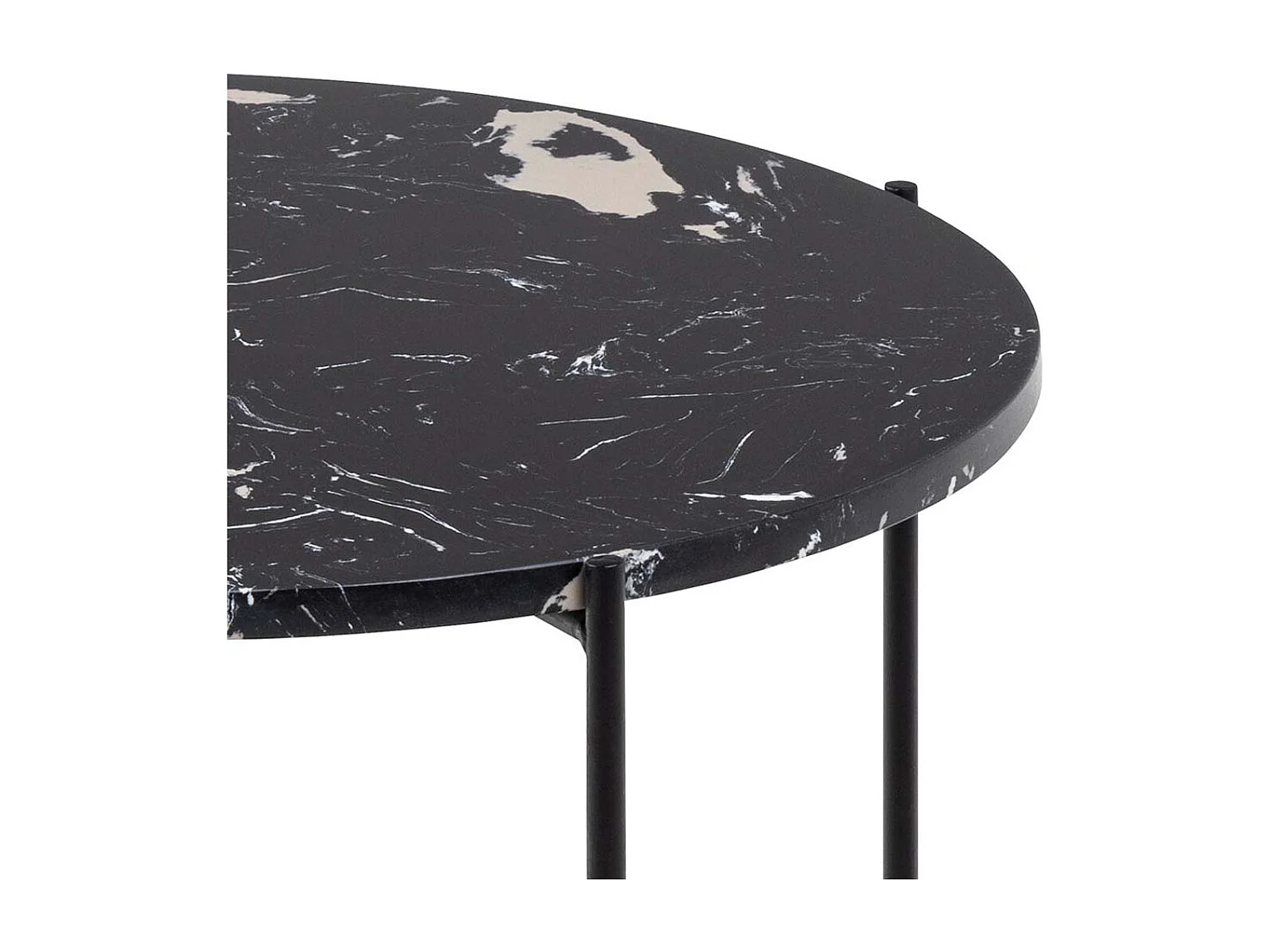 Avila Ecktisch Ø52 cm Marmor Dekor schwarz.