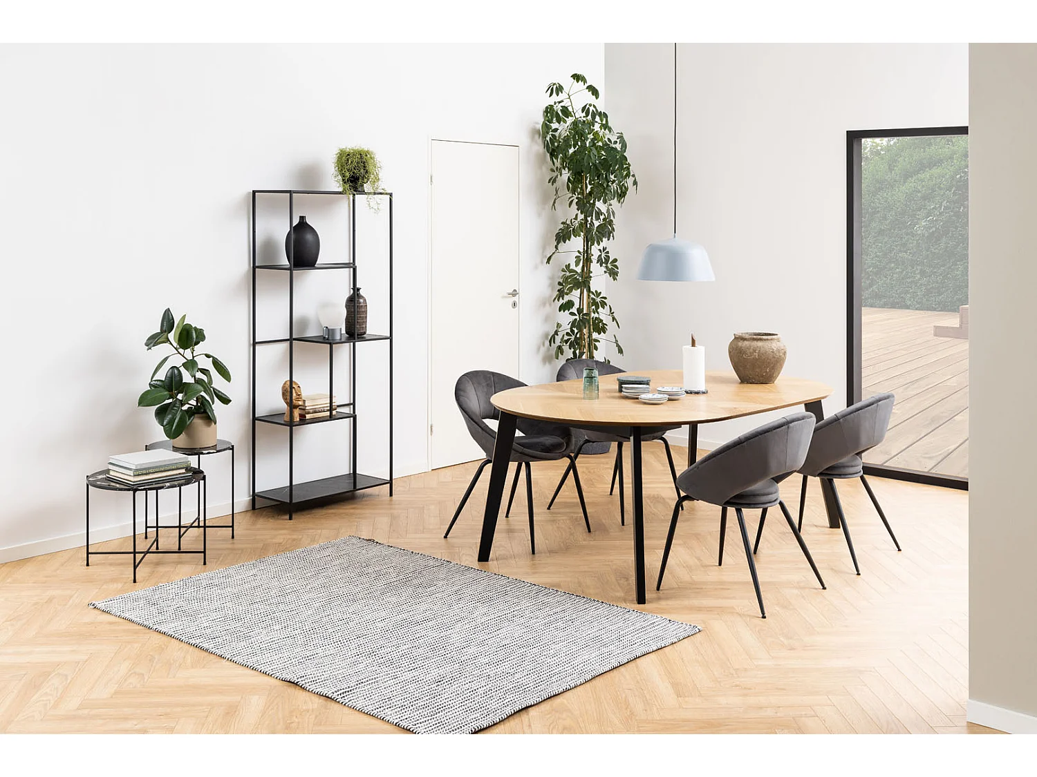 Avila bijzettafel Ø52 cm marmer decor zwart.