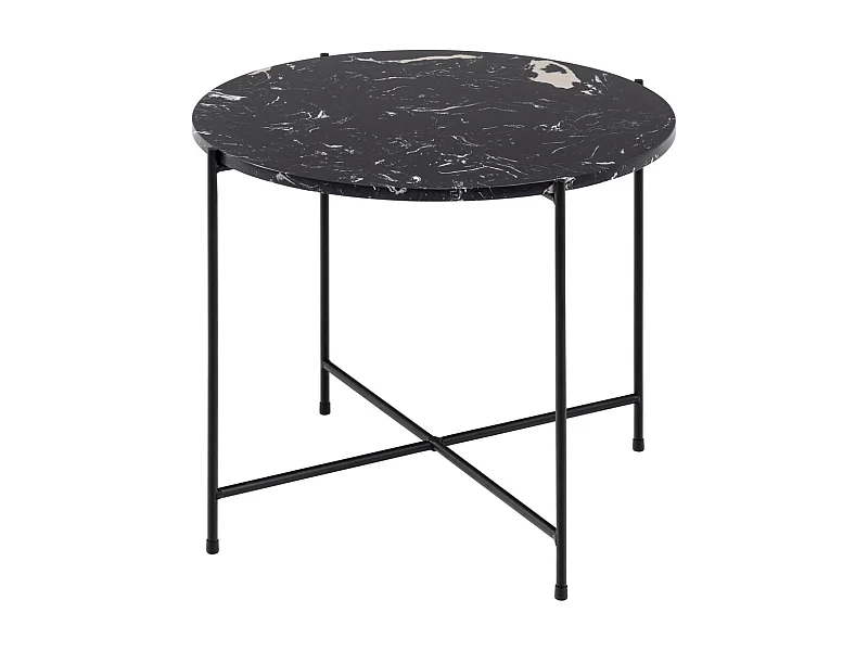 Avila bijzettafel Ø52 cm marmer decor zwart.