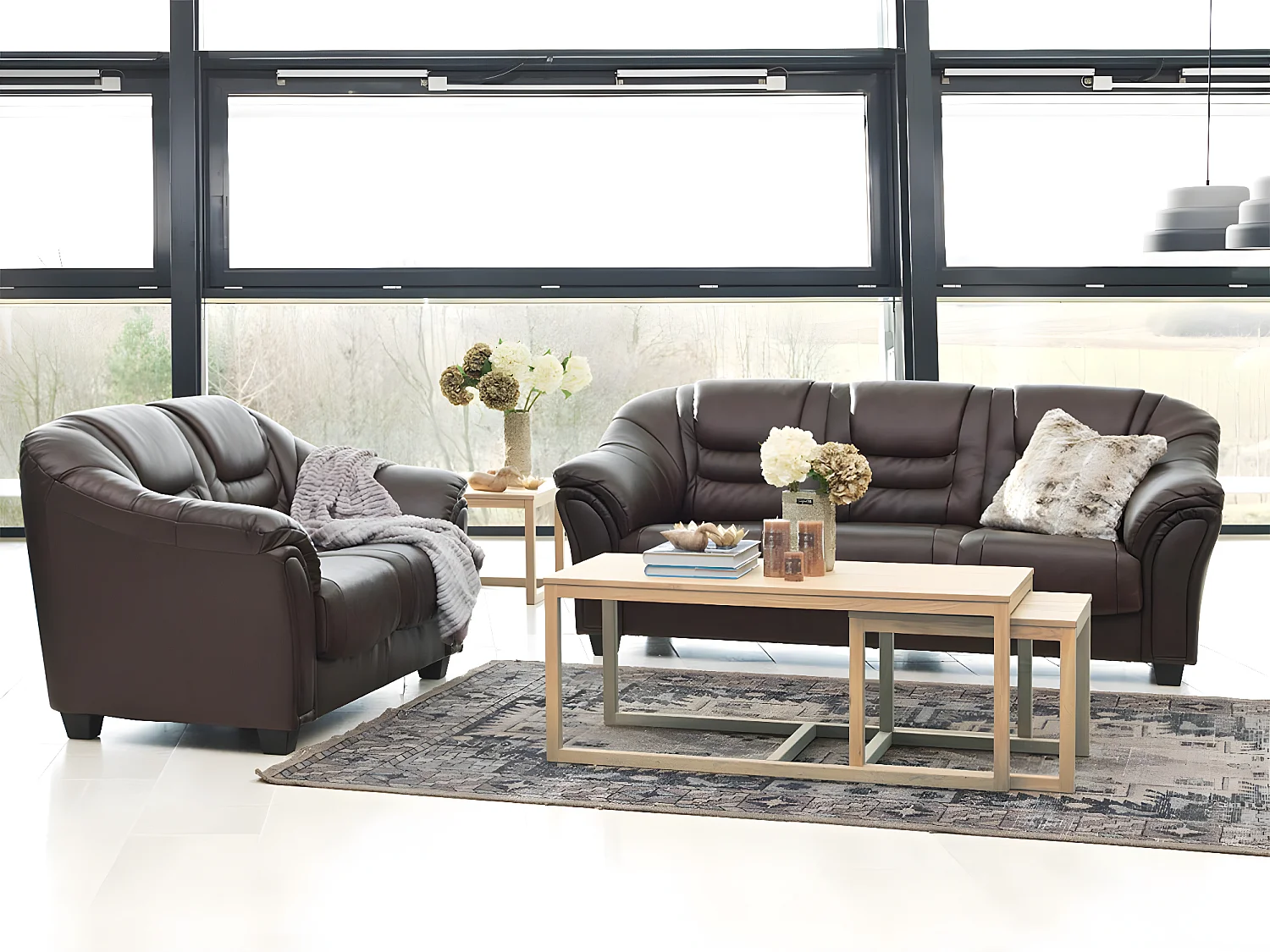 Corn Table basse composée de 2 petites et d'1 plus grande table en chêne massif/plaqué.