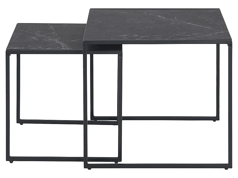 Infinity Couchtisch Einscchubtische 2 stk., Marmor Print, schwarz.