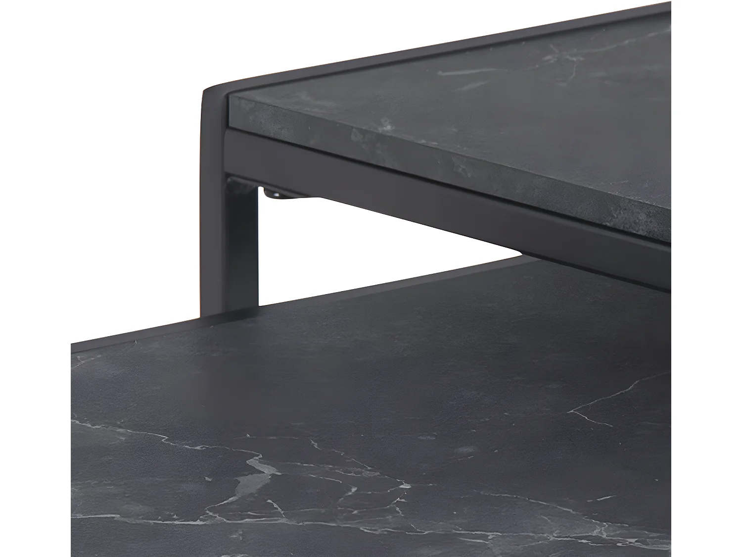 Infinity Couchtisch Einscchubtische 2 stk., Marmor Print, schwarz.