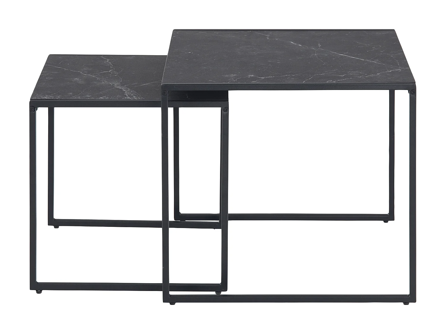 Infinity Tables basses escamotables, 2 pièces, impression marbre noir.