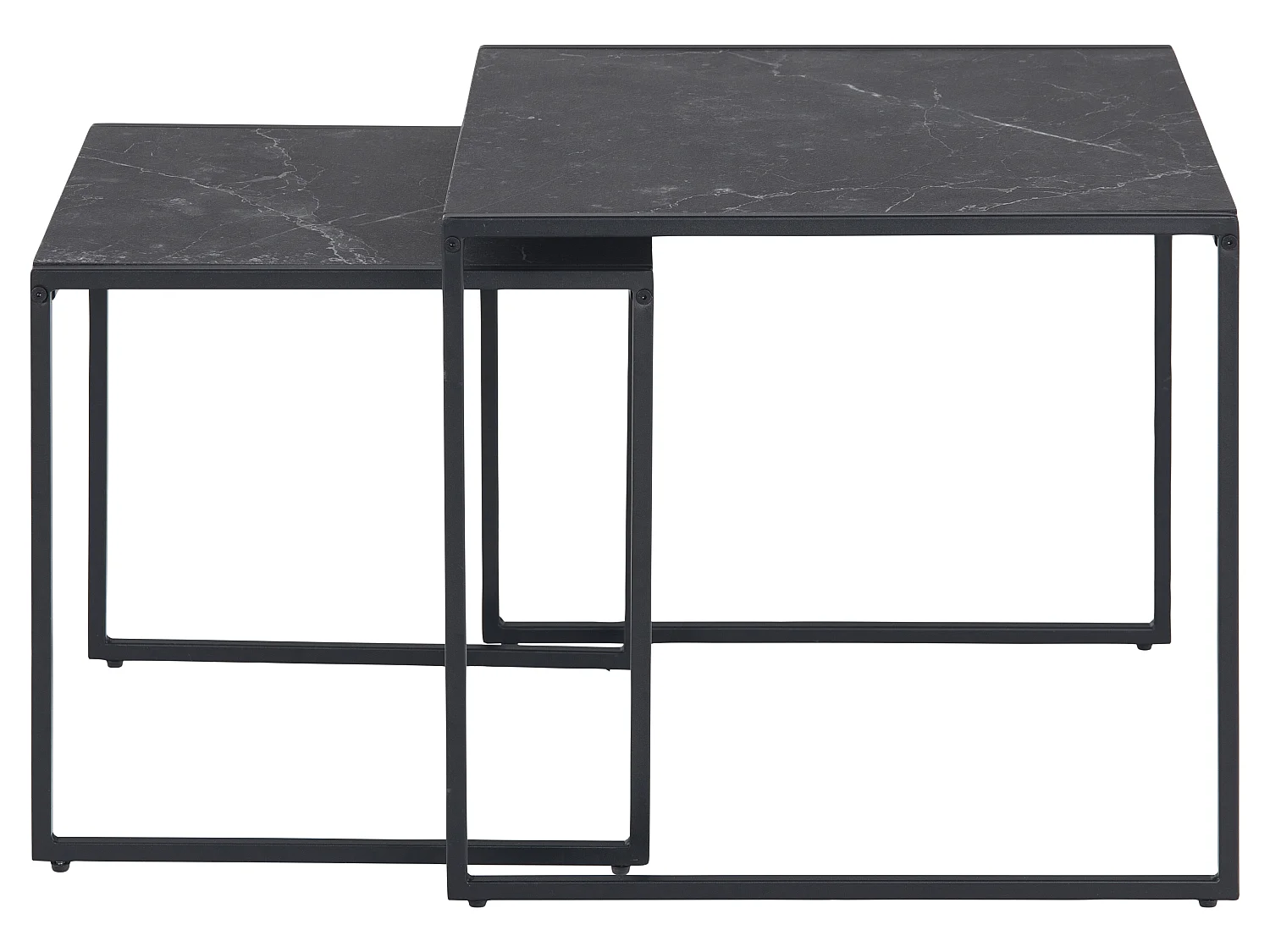 Infinity Tables basses escamotables, 2 pièces, impression marbre noir.