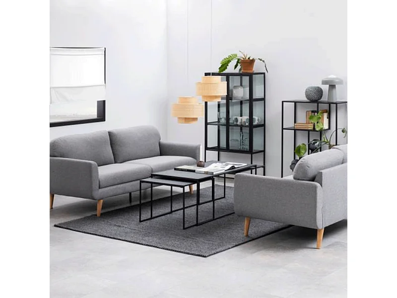 Infinity Ensemble de tables basses, 3 pièces, impression marbre noir, noir.