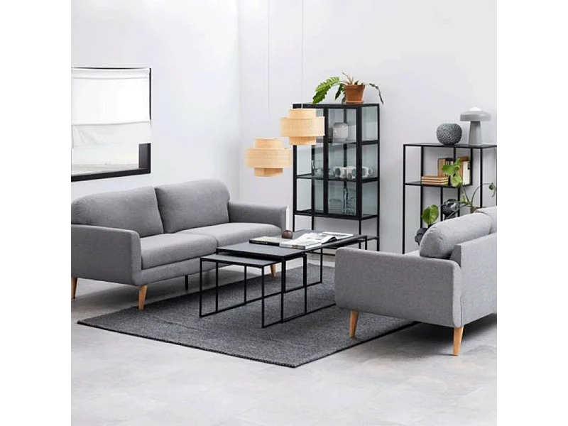 Infinity Ensemble de tables basses, 3 pièces, impression marbre noir, noir.