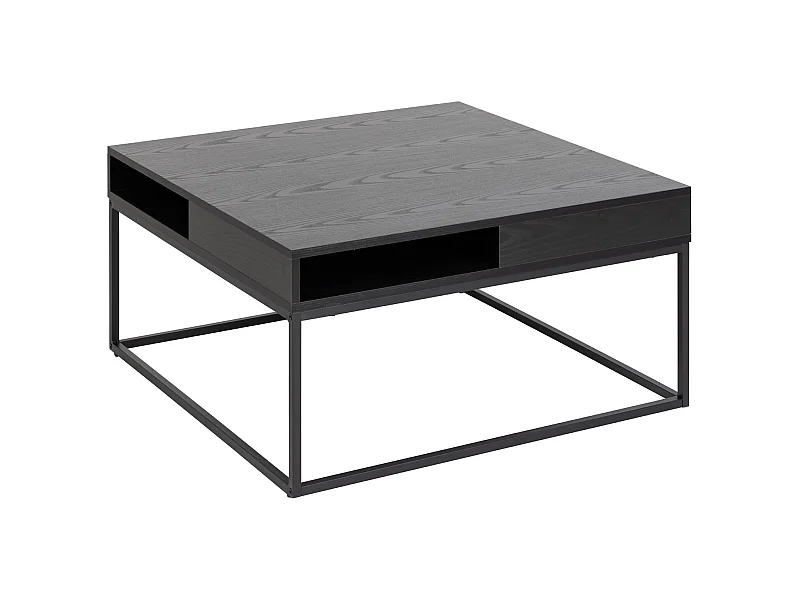 Willford Couchtisch 80 x 80 cm mit Offenes Fach schwarz.