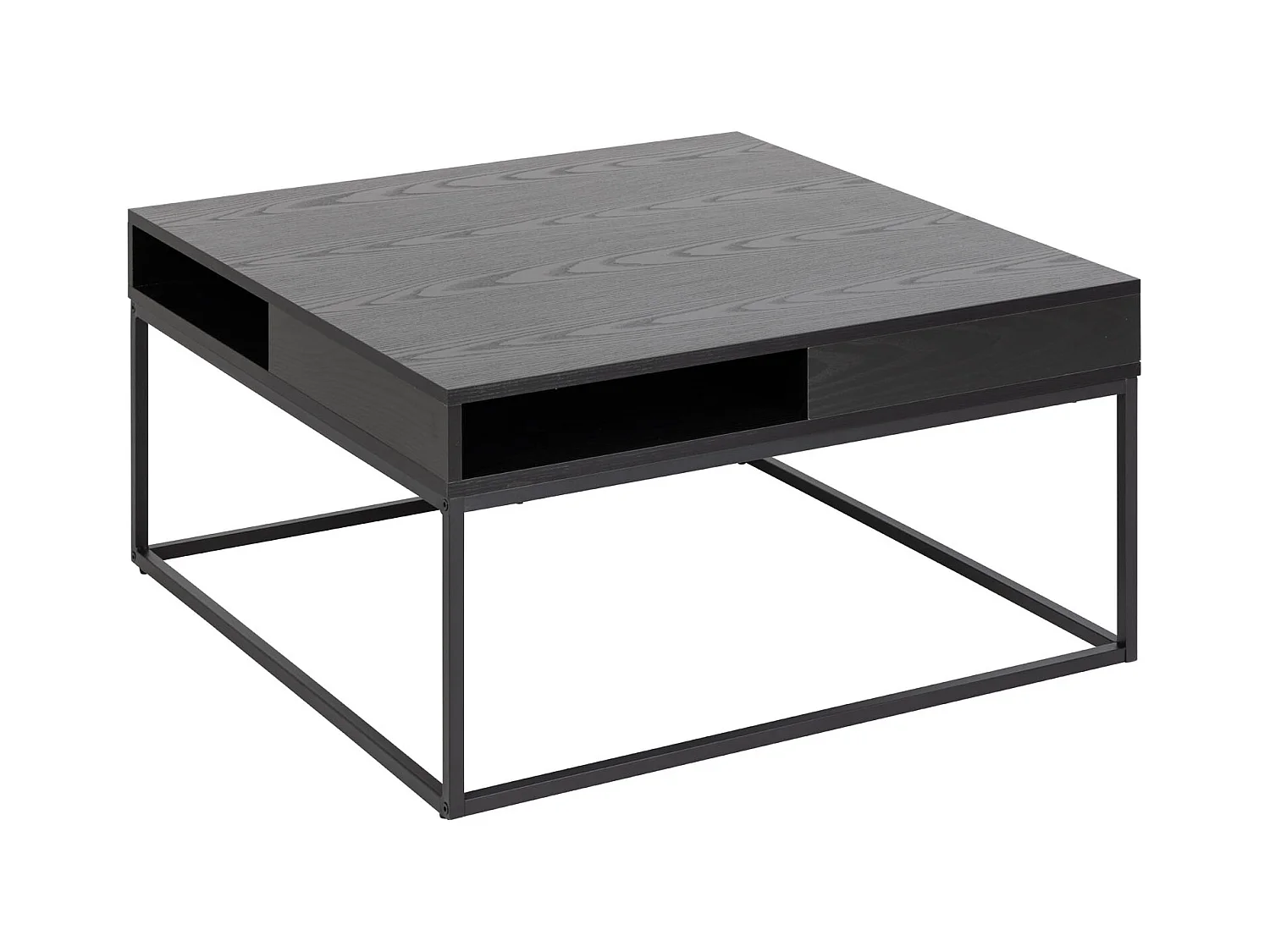 Tavolino Willford 80 x 80 cm con spazio aperto nero.