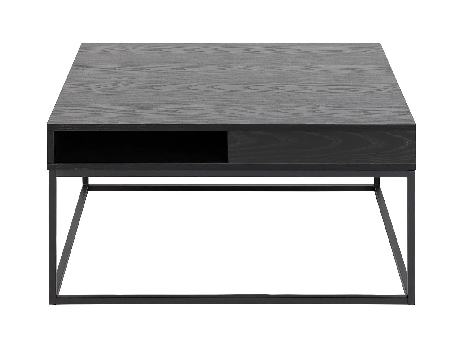 Willford Table basse 80 x 80 cm, avec espace de rangement ouvert, noir.