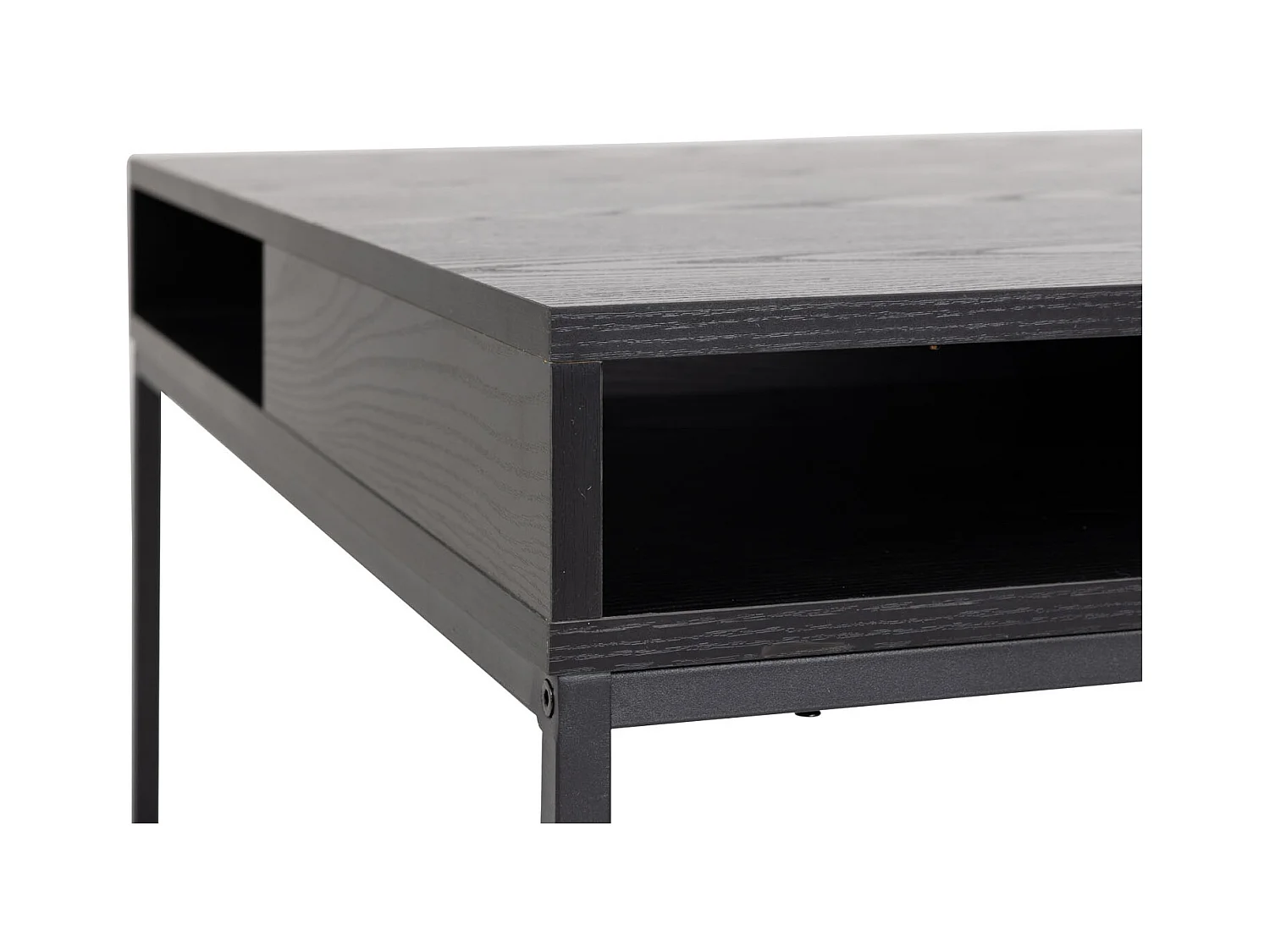 Willford Table basse 80 x 80 cm, avec espace de rangement ouvert, noir.