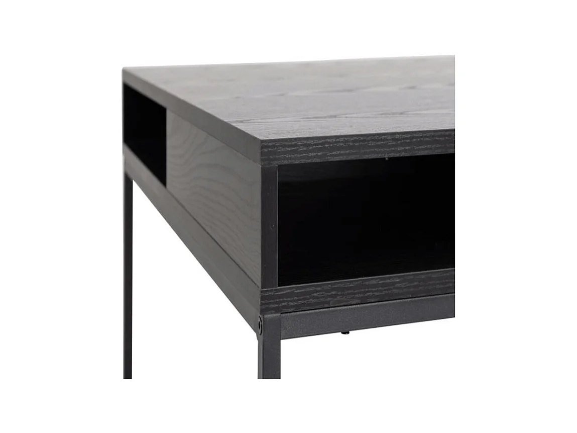 Willford Table basse 80 x 80 cm, avec espace de rangement ouvert, noir.