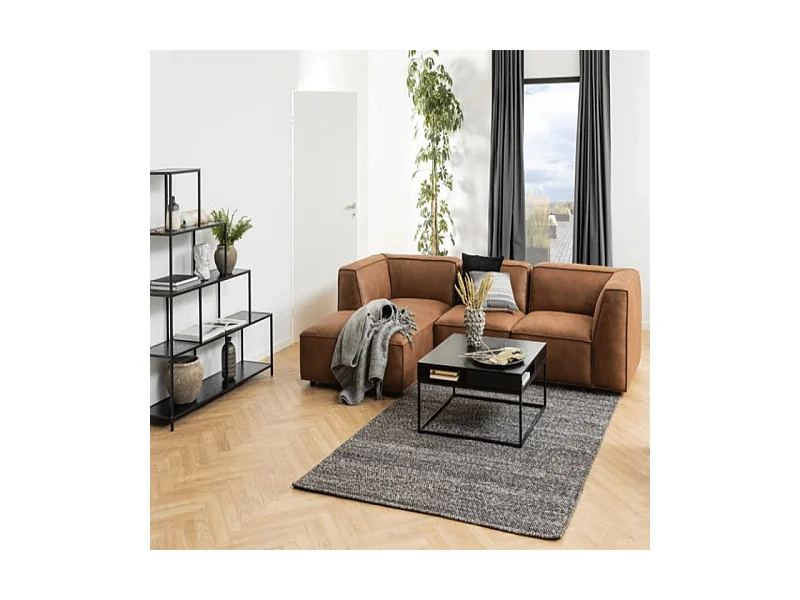 Willford Table basse 80 x 80 cm, avec espace de rangement ouvert, noir.