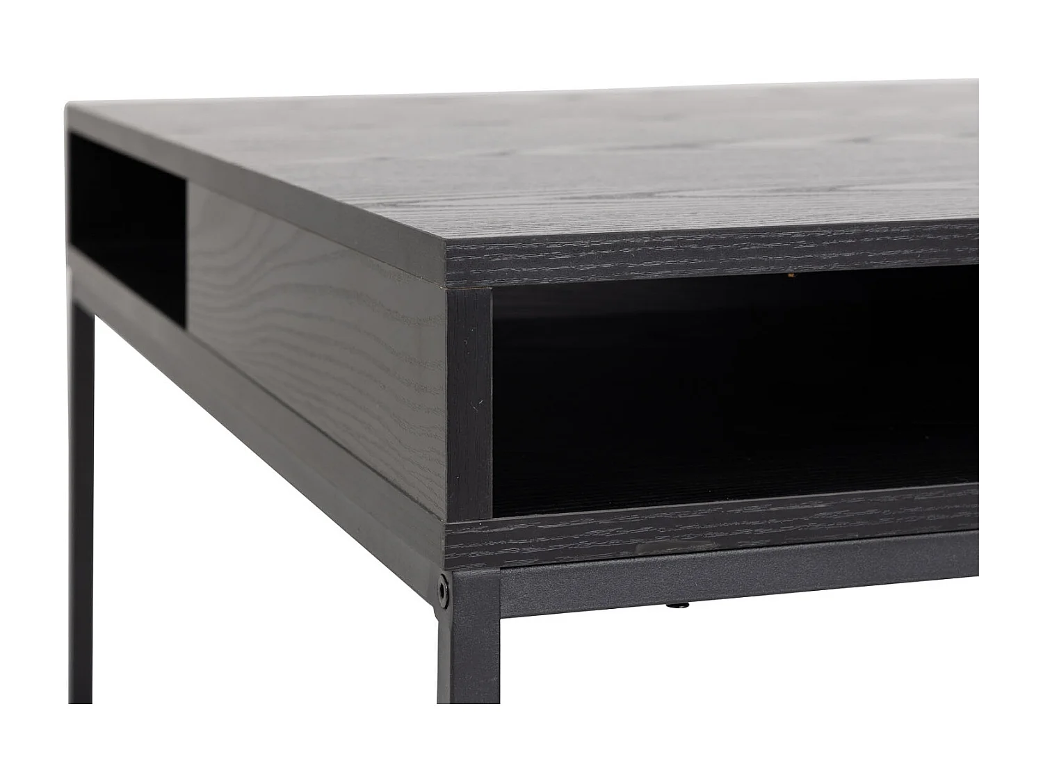 Willford Table basse 80 x 80 cm, avec espace de rangement ouvert, noir.