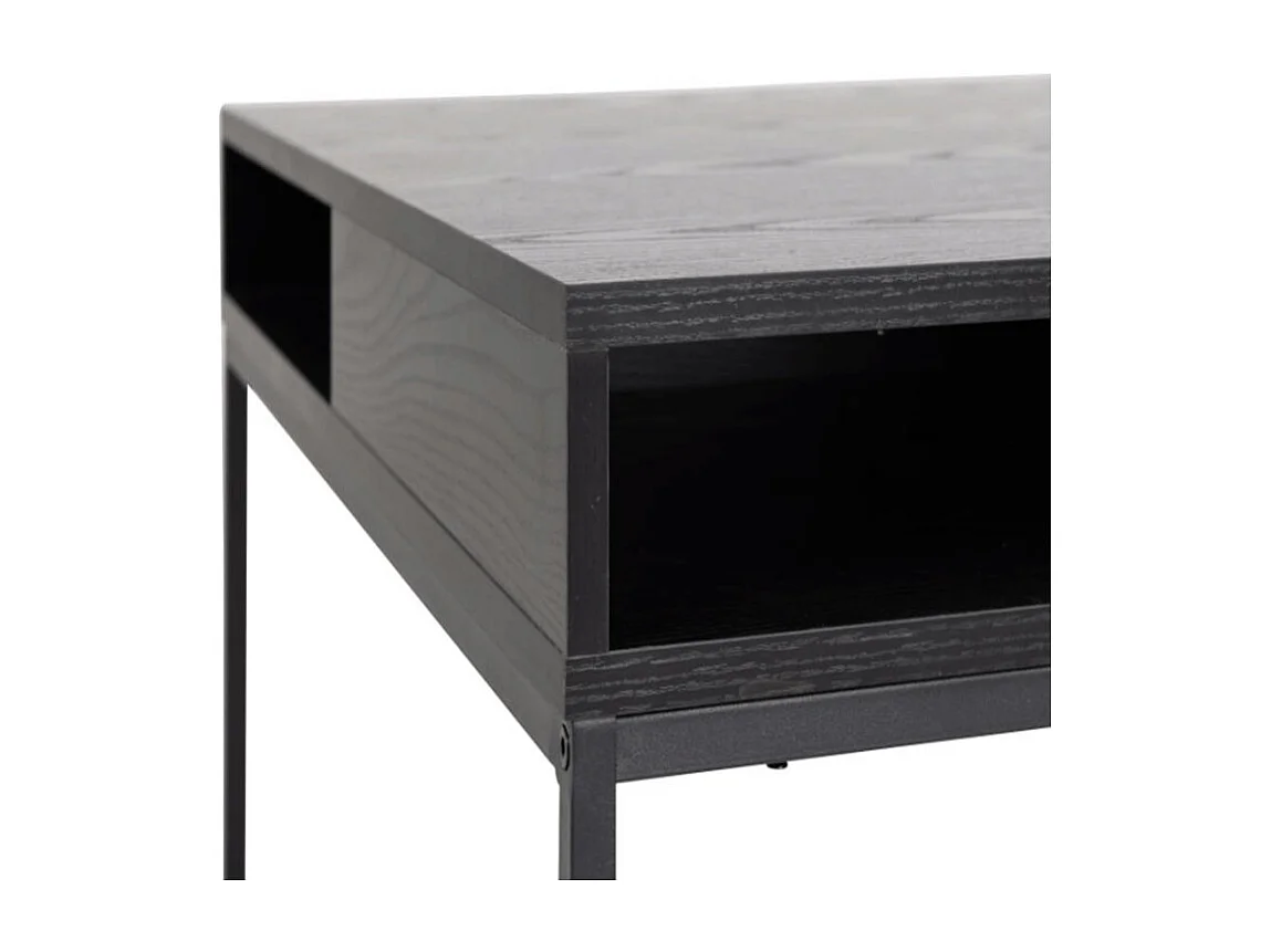 Willford Table basse 80 x 80 cm, avec espace de rangement ouvert, noir.