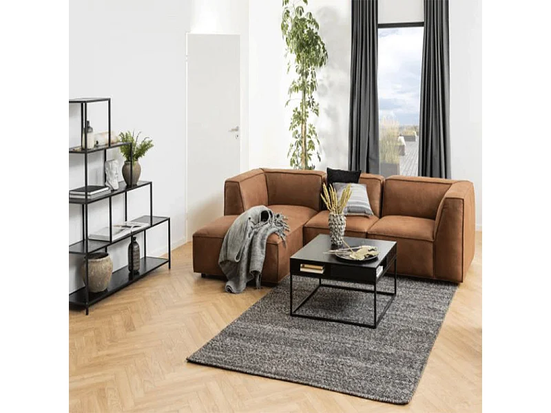 Willford Table basse 80 x 80 cm, avec espace de rangement ouvert, noir.