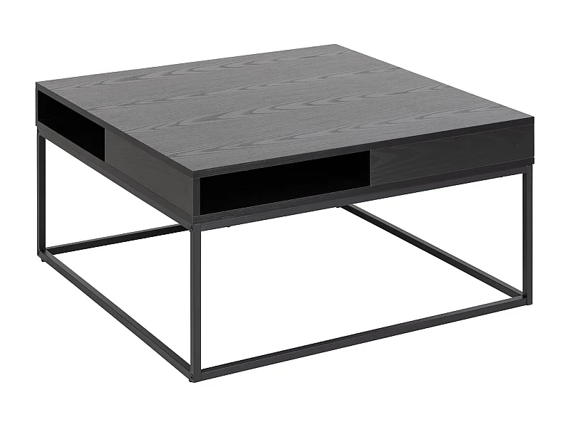 Willford Table basse 80 x 80 cm, avec espace de rangement ouvert, noir.