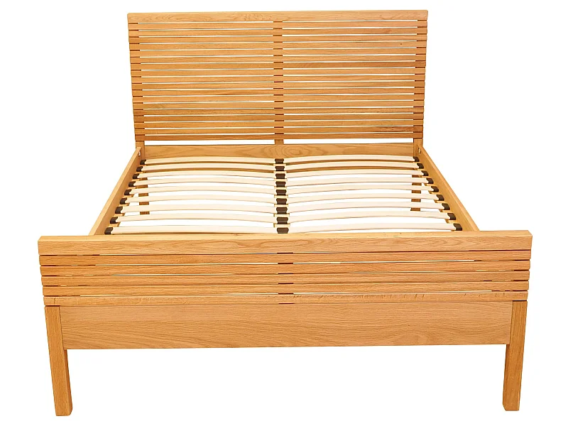 Lit à rainures en bois massif naturel 160x200 - LT17012