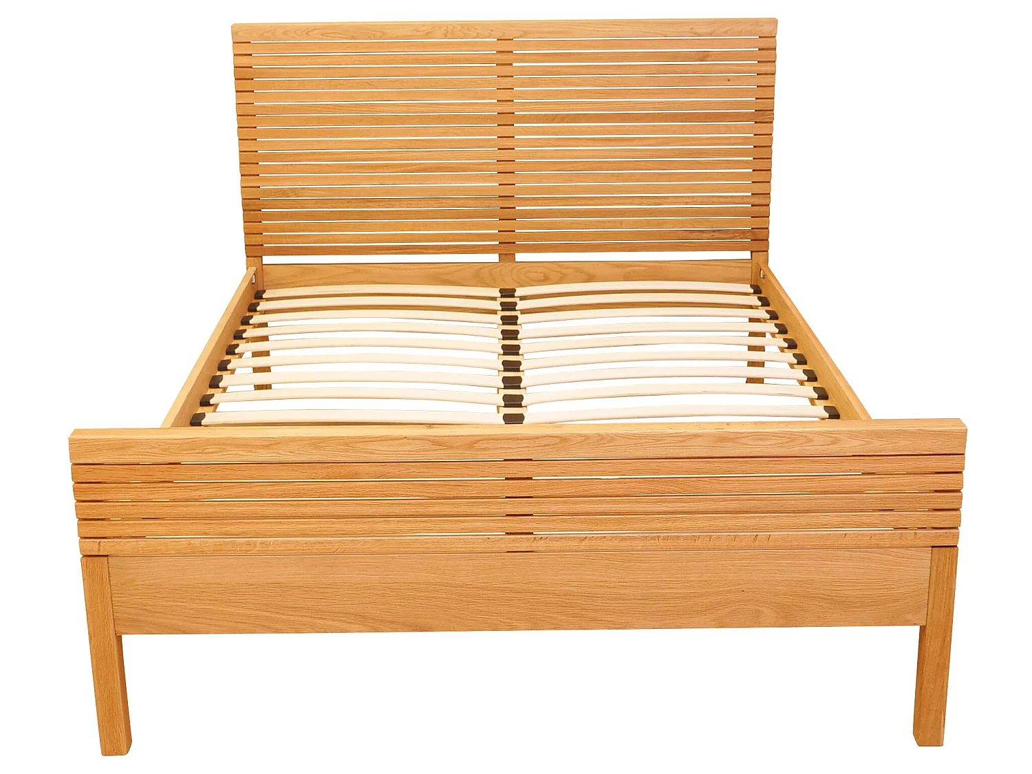 Lit à rainures en bois massif naturel 160x200 - LT17012