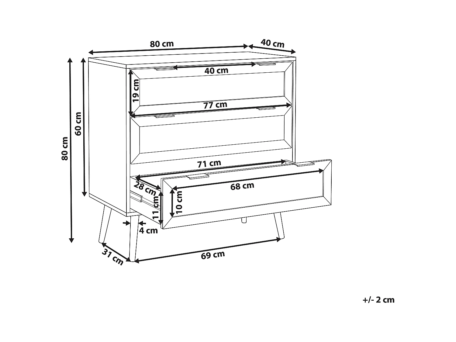 Cassettiera 3 cassetti OPOCO Nero