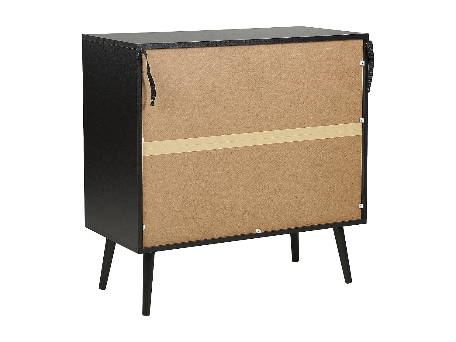 Kommode Rattan schwarz / beige 3 Schubladen 80 x 40 x 80 cm modern Opoco