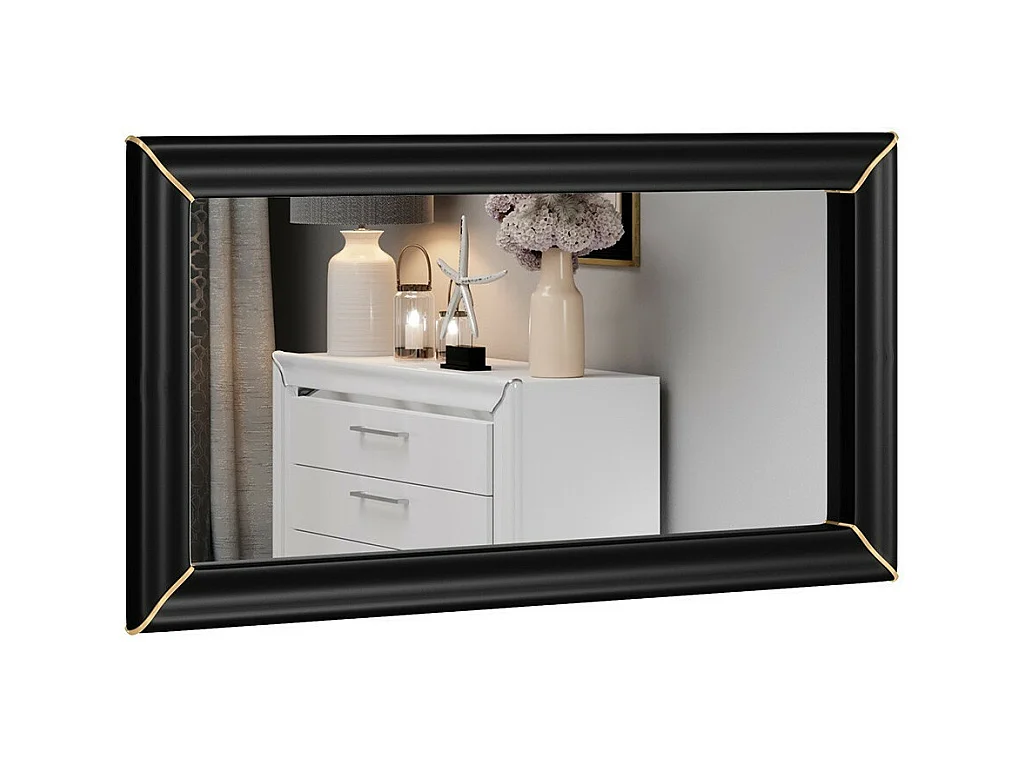 Grand miroir noir et doré collection DOHA. Accessoire idéal pour votre chambre ou salle à manger
