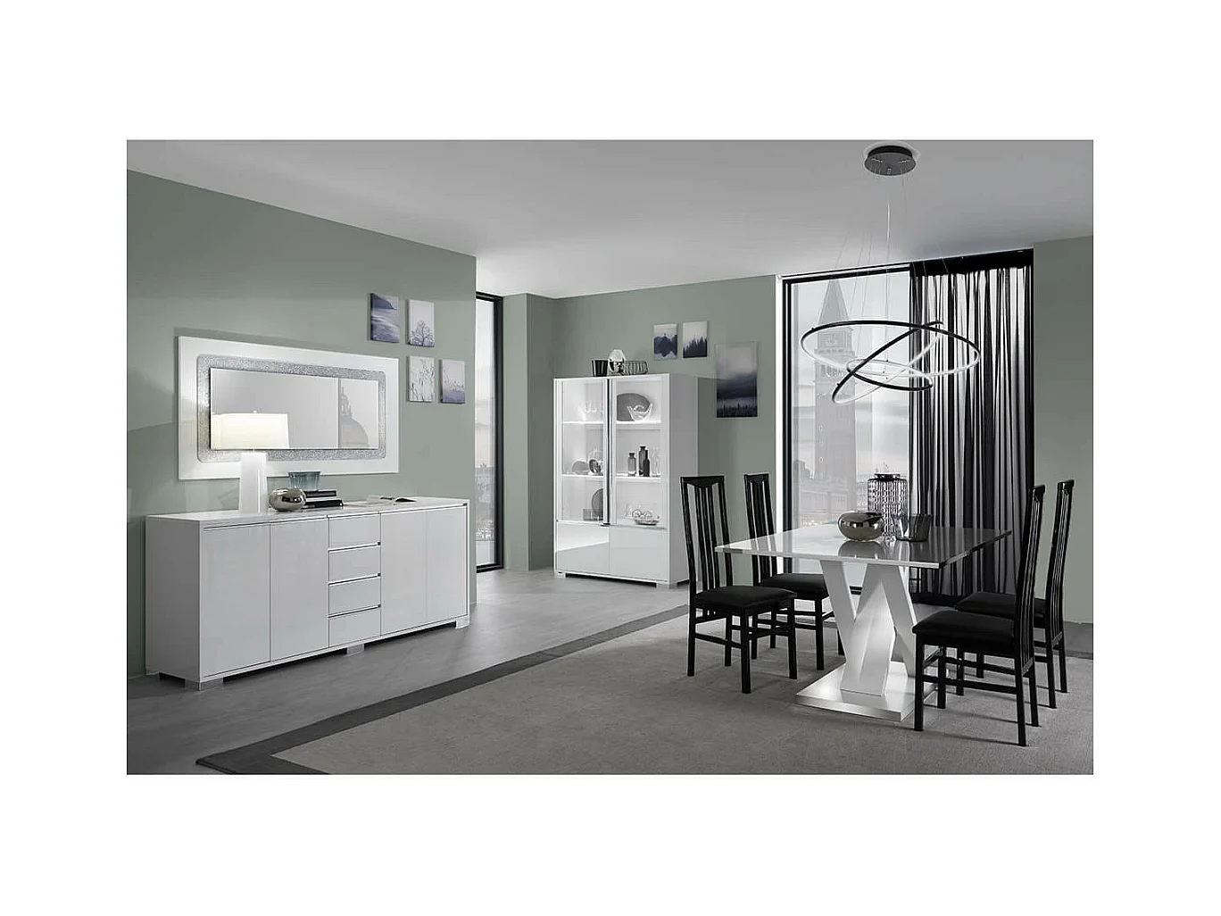 BERGEN - Miroir Rectangulaire L160cm avec Cristaux de Verre