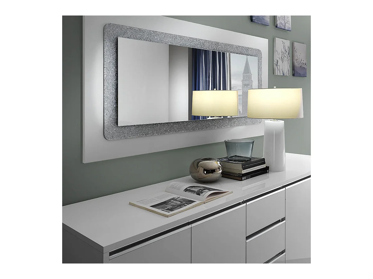 BERGEN - Miroir Rectangulaire L160cm avec Cristaux de Verre