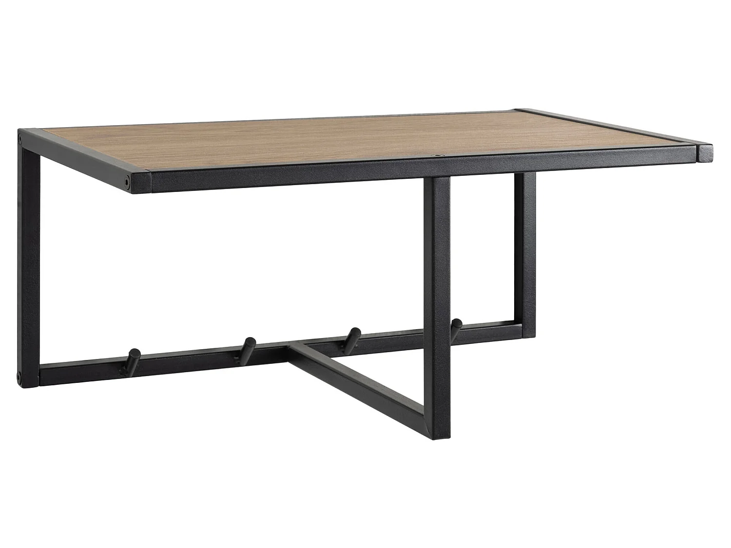 Sea kapstok 1 hoedenplank, 4 haken zwart, naturel.