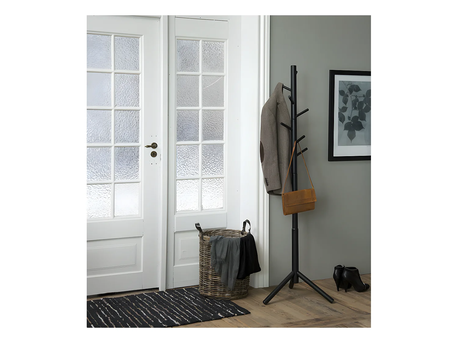 Bella Portemanteau en bois, noir laqué.