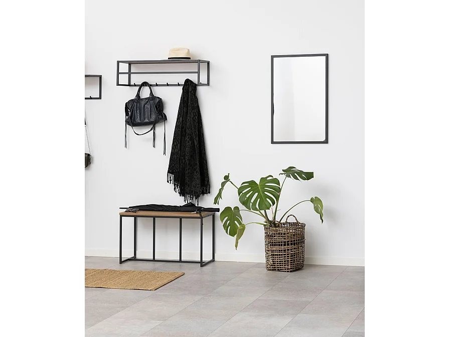 Sea kapstok 1 plank 7 haken zwart.