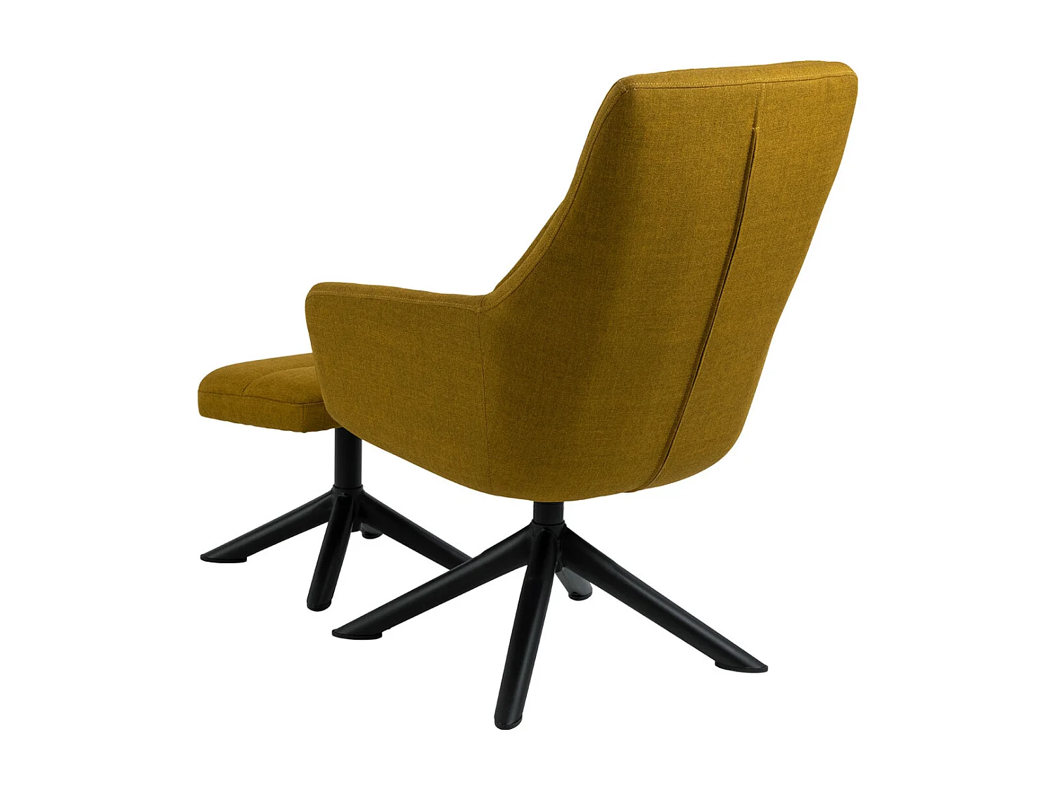 Heather Fauteuil lounge avec tabouret, couleur curry, noir.