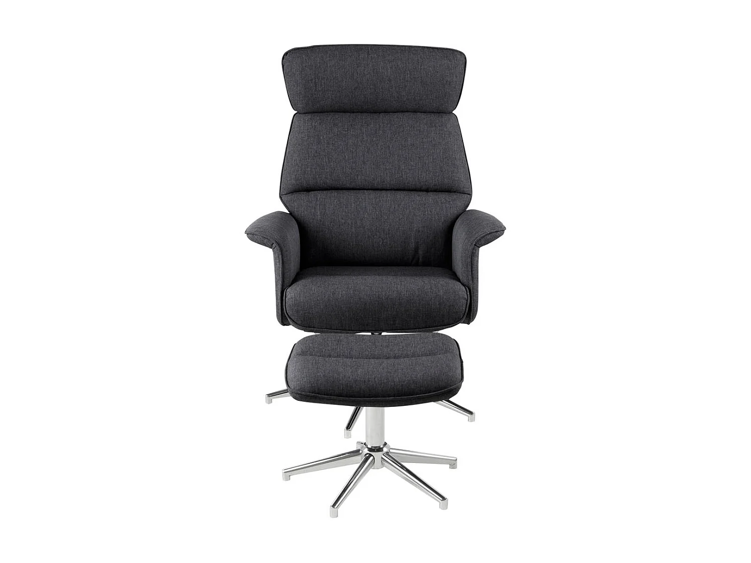 Alura Fauteuil relax avec tabouret gris foncé, chromé.