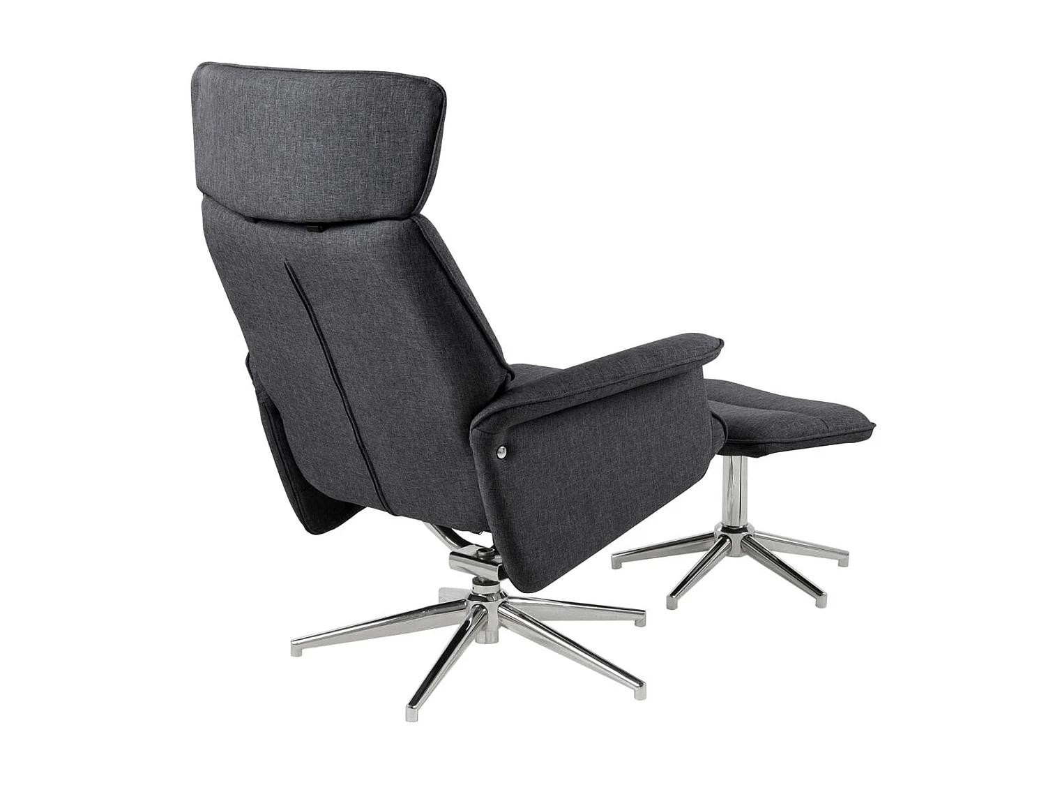 Alurie fauteuil relaxfauteuil met kruk donkergrijs, chroom.
