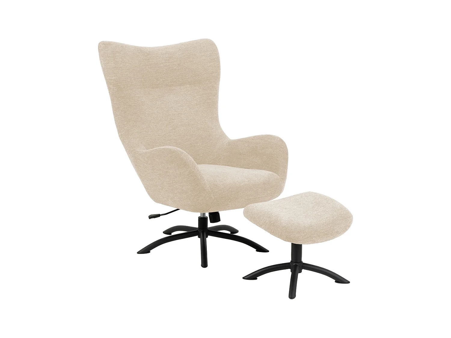 Talgarth Fauteuil relax avec tabouret, crème, noir.