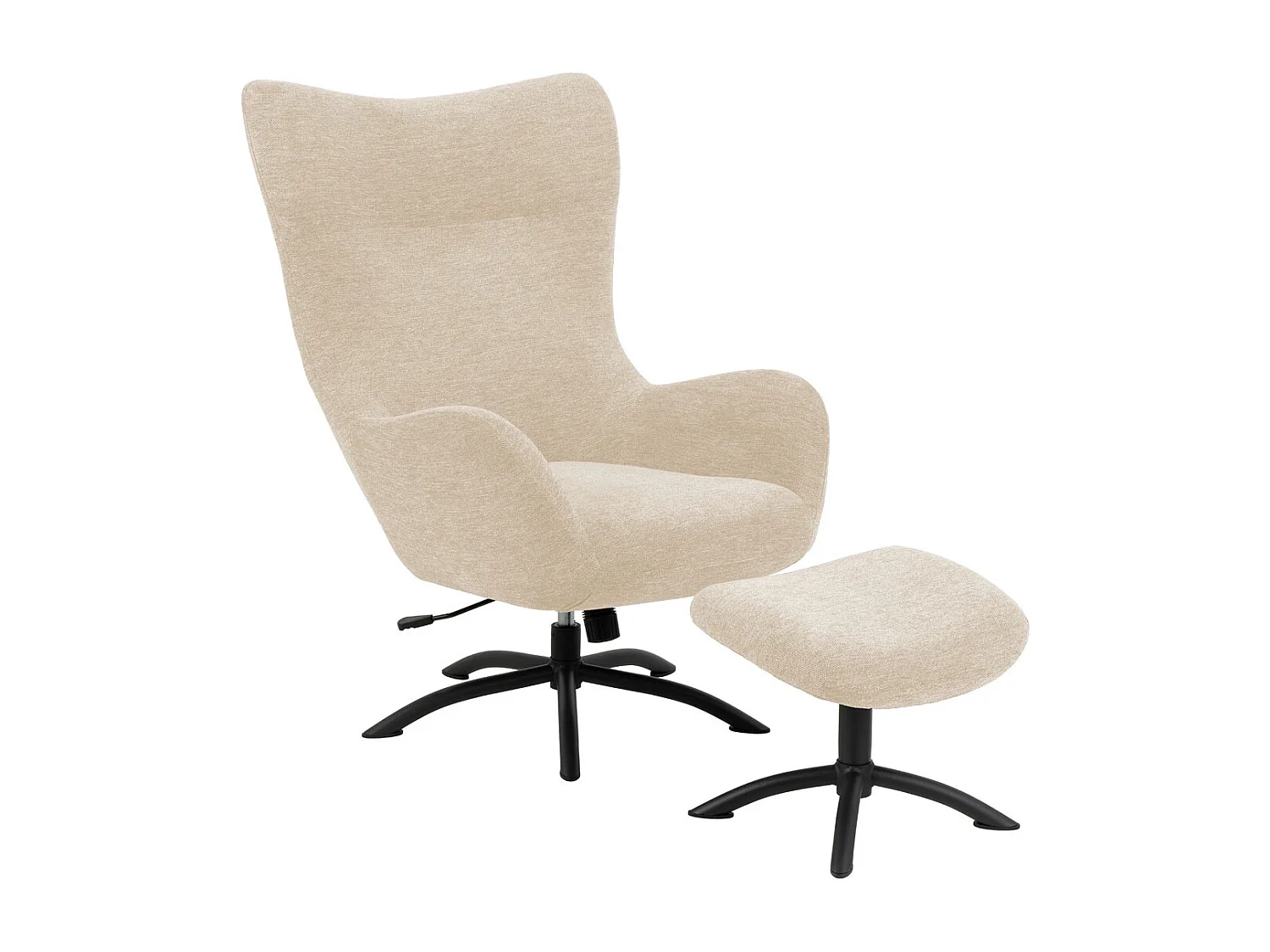 Talgarth Sessel Relaxsessel mit Hocker cremefarben, schwarz.