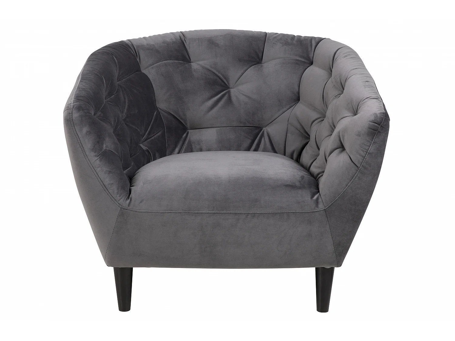 Rian Sessel in dunkelgrau mit schwarzen Beinen.