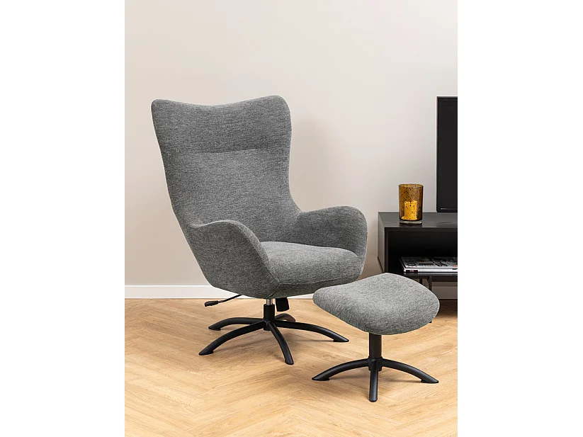 Talgarth Fauteuil relax avec tabouret, anthracite.
