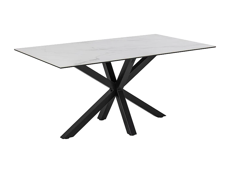 Heaven Table de salle à manger 160 cm, verre, céramique, blanc.