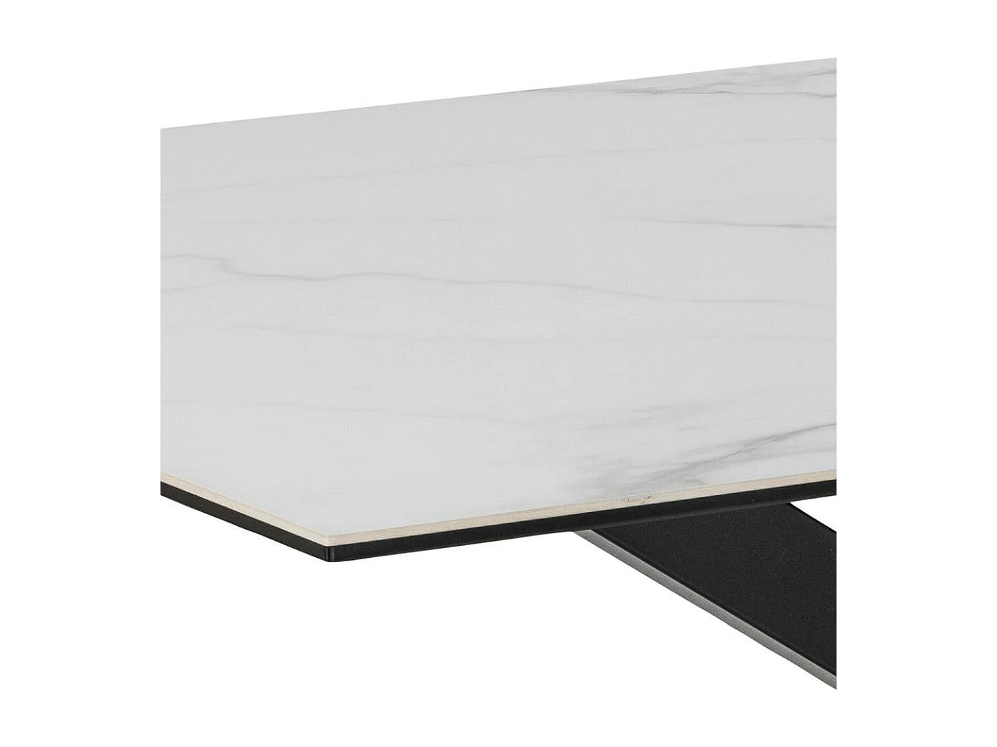 Heaven Table de salle à manger 160 cm, verre, céramique, blanc.