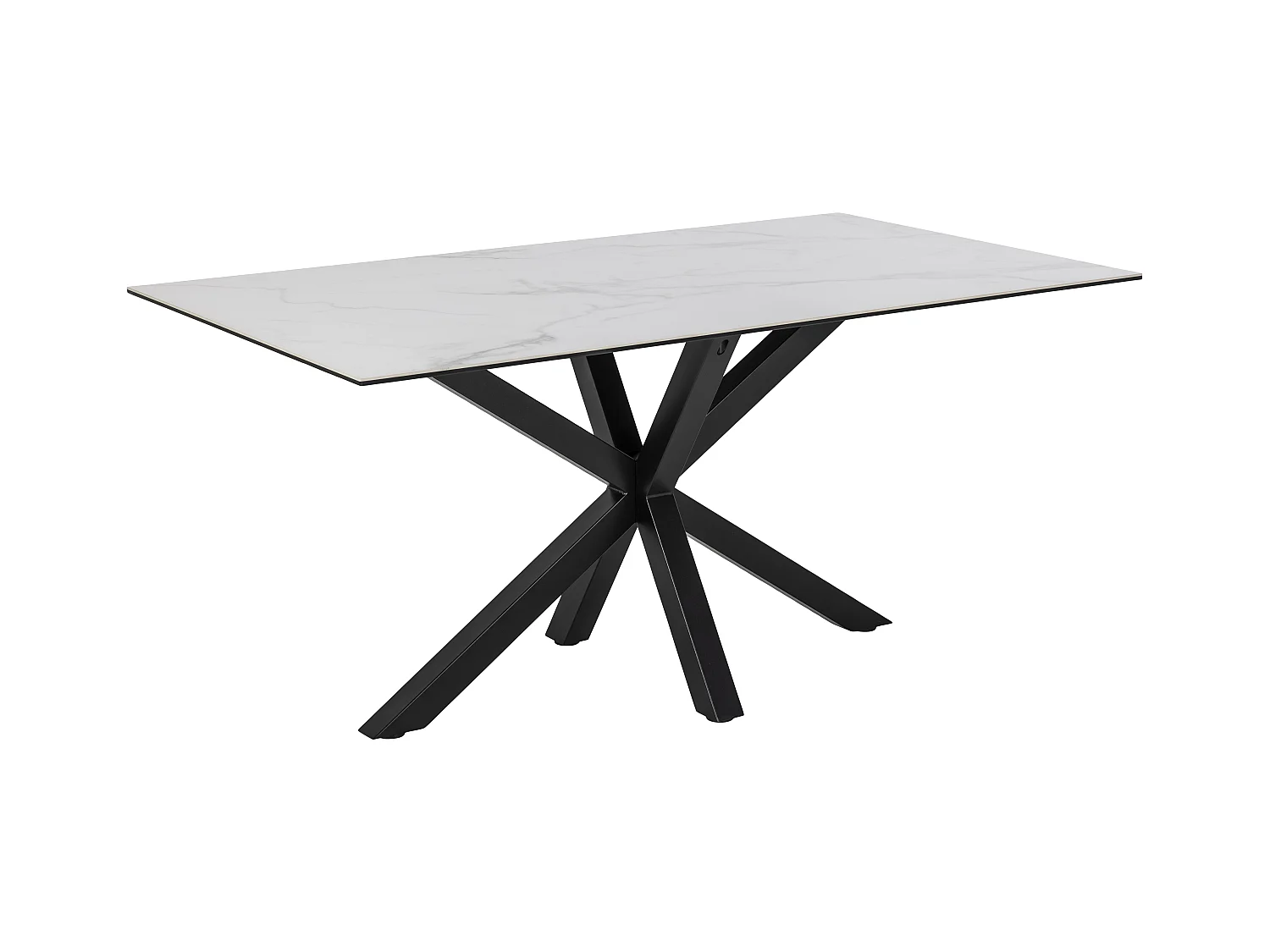 Heaven Table de salle à manger 160 cm, verre, céramique, blanc.